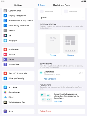 Press Add Filter and follow the instructions on the screen to set the required focus filters.