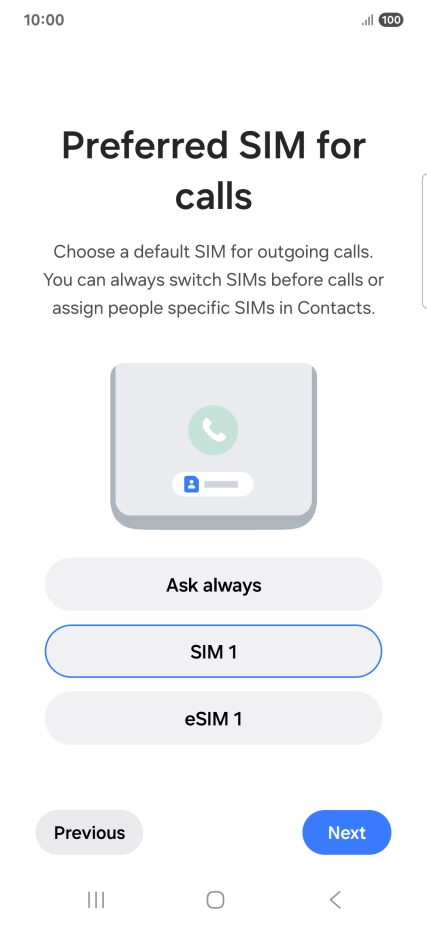 Press the required setting.