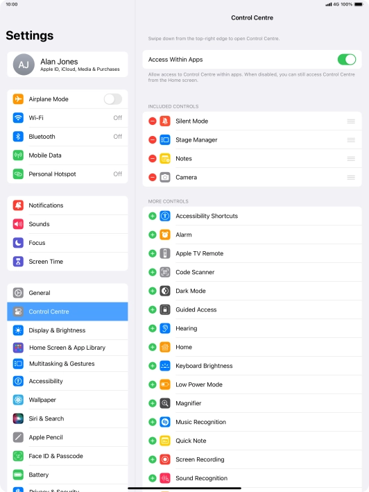 Press the indicator next to 