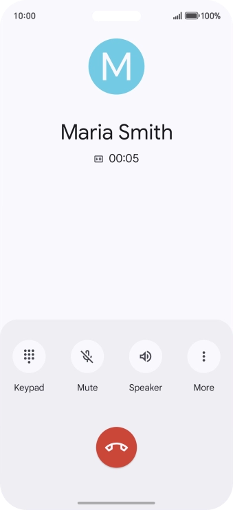 Press the end call icon.