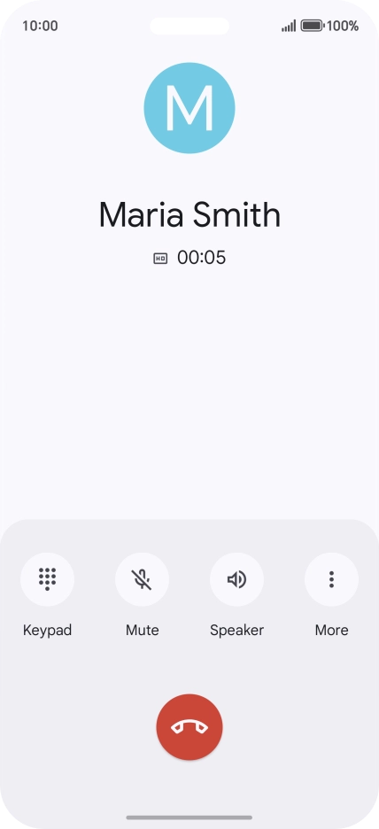 Press the end call icon.