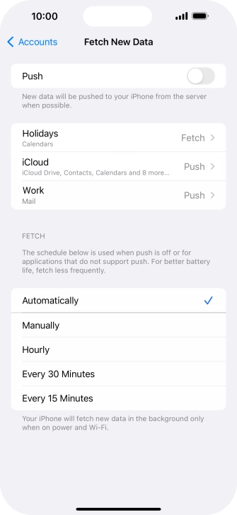 If you turn off the function, press the required setting.