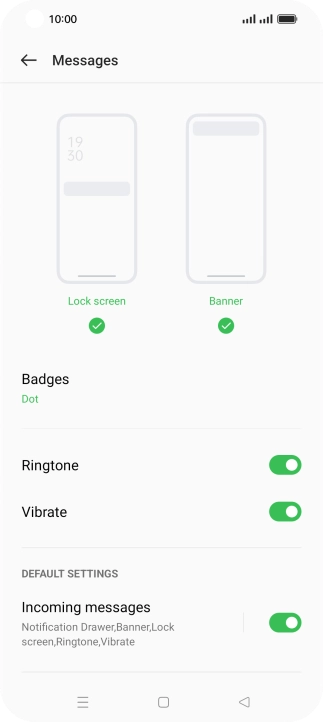 Press Incoming messages.