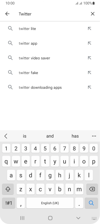 Key in Twitter and press the search icon.