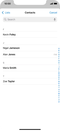 Press the required contact.