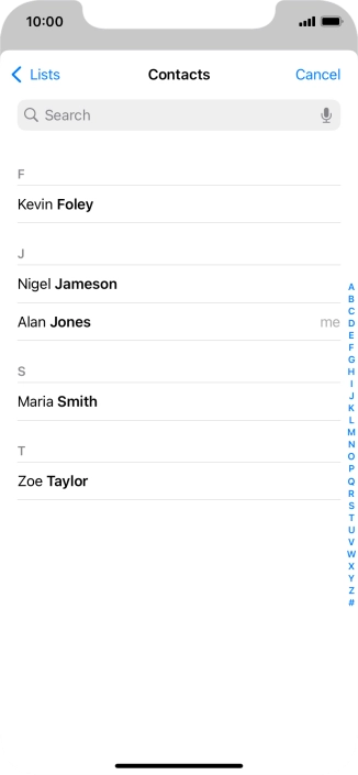 Press the required contact.