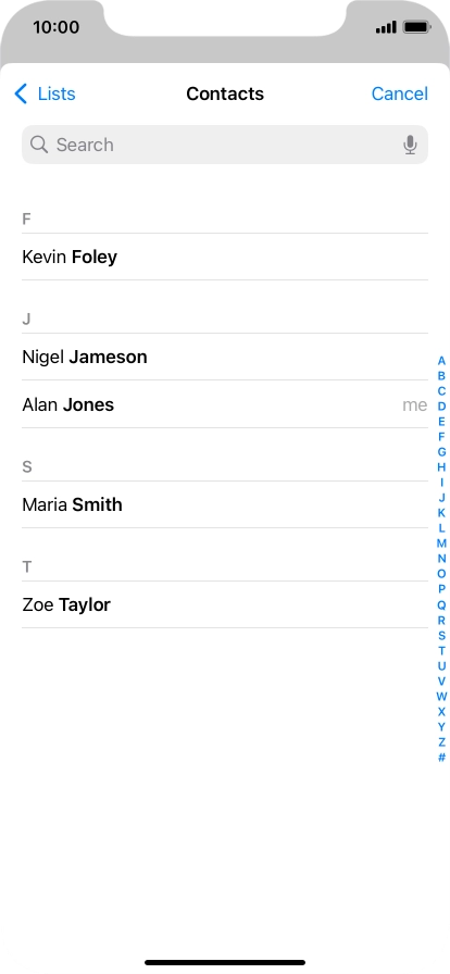 Press the required contact.