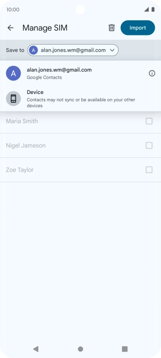 Press the required Google account.