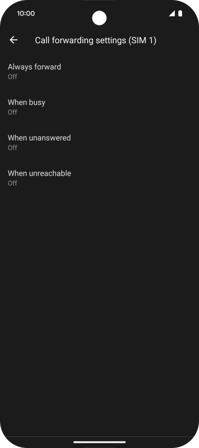 Press the required divert type. Press the required divert type.