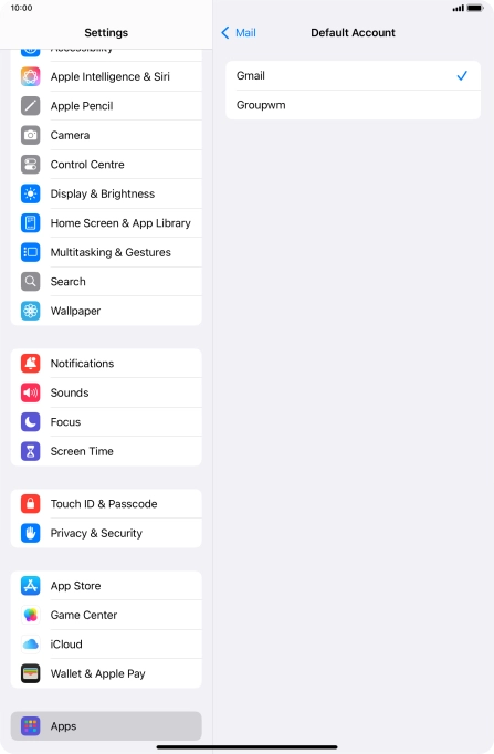 Press the required email account to select the email account as your default account.