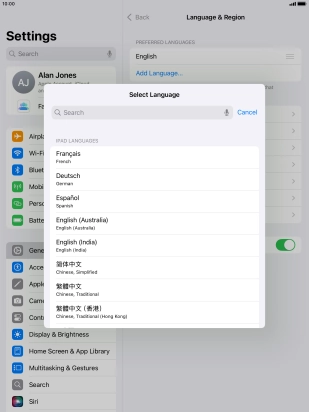 Press the required language.
