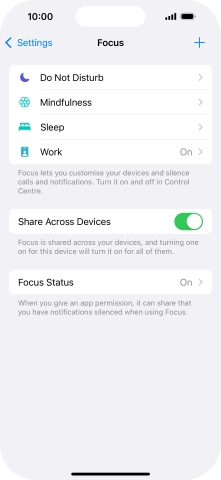 Press the required focus mode.