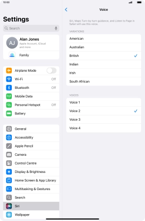 Press the required accent.