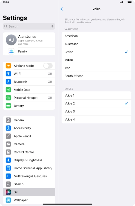 Press the required accent.