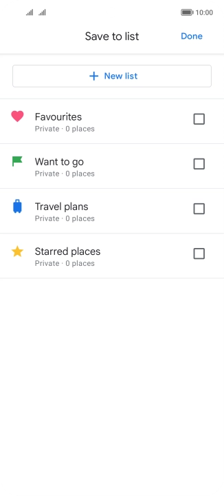 If you select New list, follow the instructions on the screen to create a new list.
