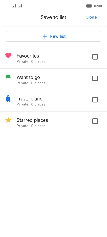 If you select New list, follow the instructions on the screen to create a new list.