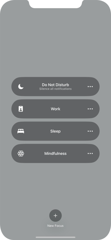 Press the required focus mode to activate or deactivate it immediately.