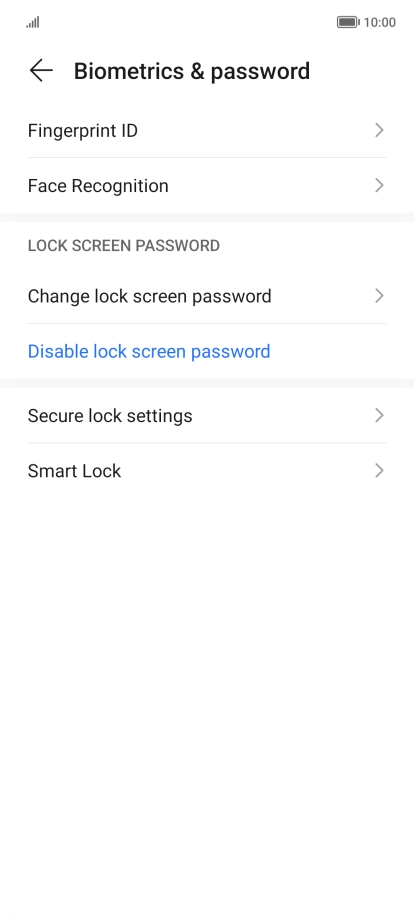Press Disable lock screen password.