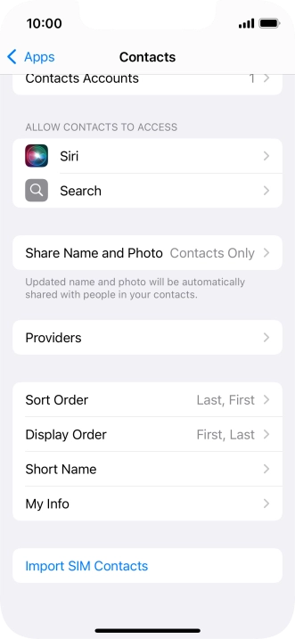 Press Import SIM Contacts.