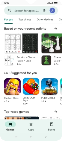 Press the search field.