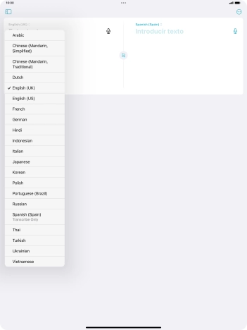 Press the required source language.