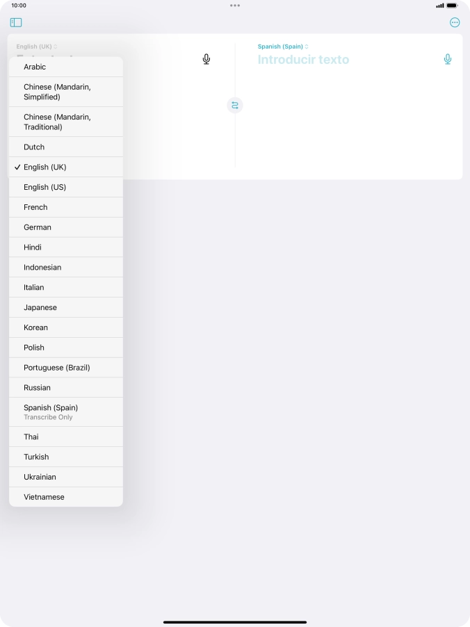 Press the required source language.