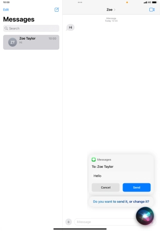 If an application is open on your tablet, such as a Mail or Messages, you can also use the functions available here, e.g.: REPLY [text].