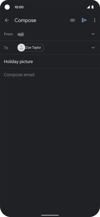 Press the text input field and write the text for your email message.