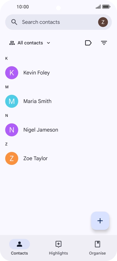 Press the new contact icon. Press the new contact icon.