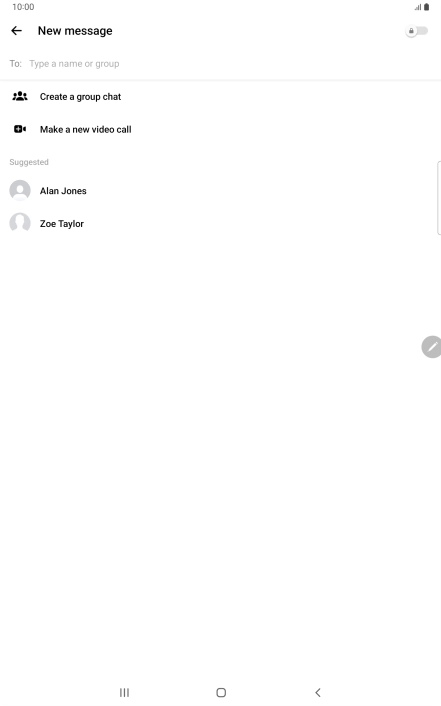 Press the search field and key in the first letters of the recipient's name.