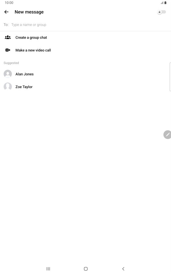 Press the search field and key in the first letters of the recipient's name.