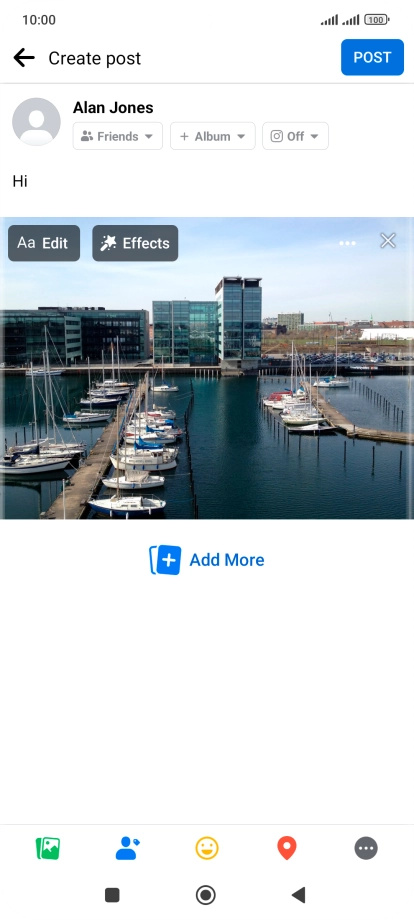 Write the required text and press POST.