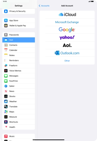 Press Microsoft Exchange.