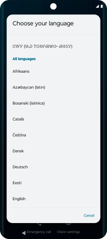 Press the required language.
