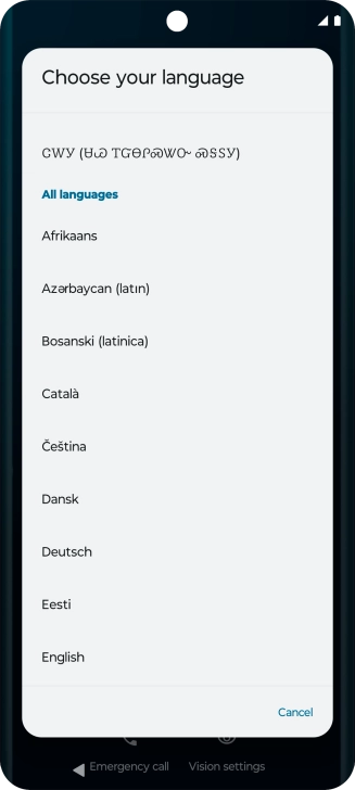 Press the required language.
