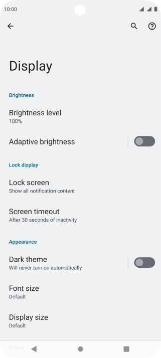 Press Screen timeout.