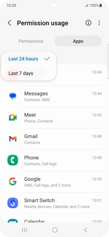 Press the required setting.