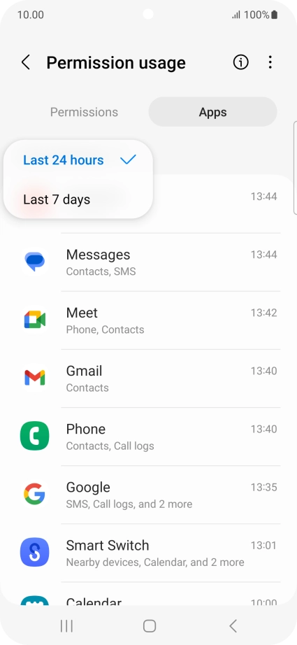 Press the required setting.