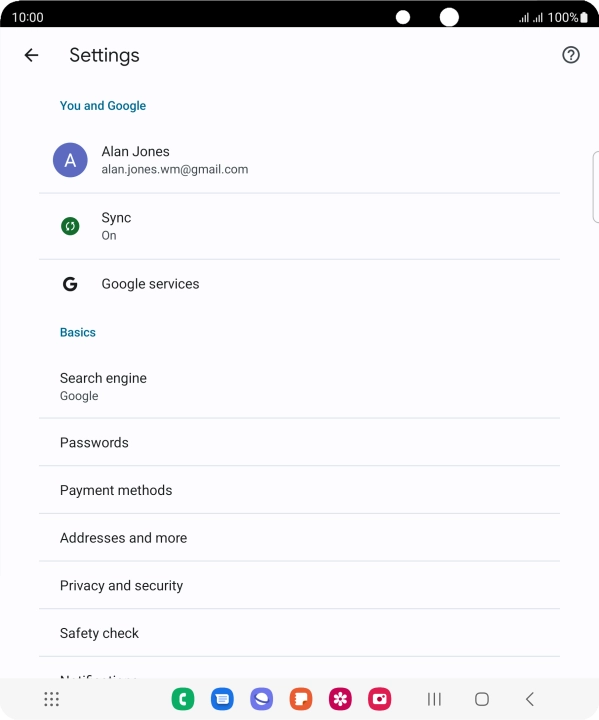 Press Privacy and security.