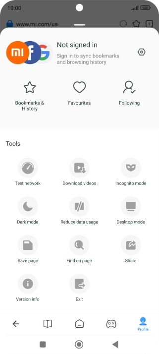 Press Bookmarks & History.