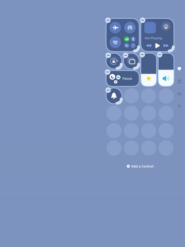 Press Add a Control and follow the instructions on the screen to add the required function to Control Centre.