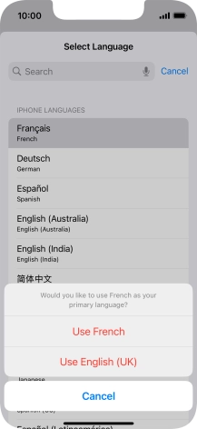 To select the new language as the default phone language, press Use ‹language› .