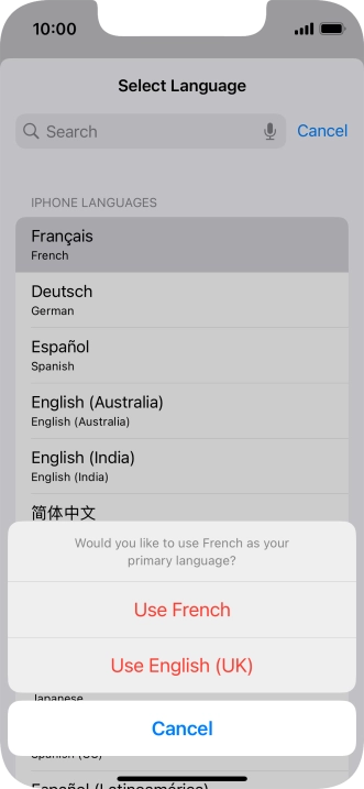 To select the new language as the default phone language, press Use ‹language› .