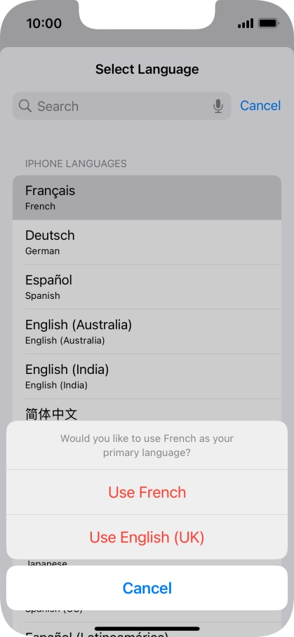 To select the new language as the default phone language, press Use ‹language› .