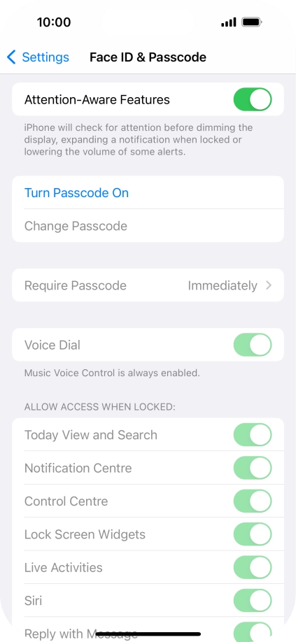 Press Turn Passcode On and key in a phone lock code of your own choice twice. Press Turn Passcode On and key in a phone lock code of your own choice twice.