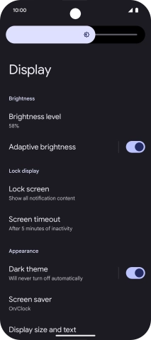 Drag the indicator right or left to set the brightness manually.