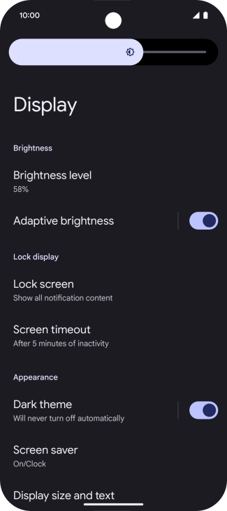 Drag the indicator right or left to set the brightness manually.