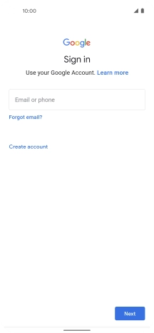 If you don't have a Google account, press Create account and follow the instructions on the screen to create an account.