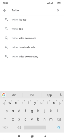Key in Twitter and press the search icon.