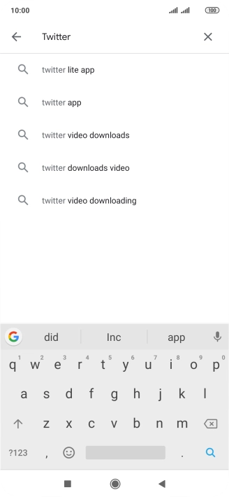 Key in Twitter and press the search icon.
